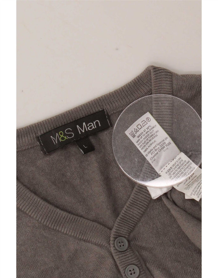 Marks & Spencer Herren-Pullover mit V-Ausschnitt, groß, Acryl, Grau