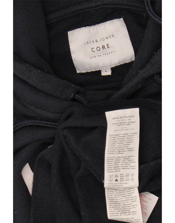 JACK & JONES Herren-Kapuzenpullover mit Grafik, groß, marineblau, Polyester