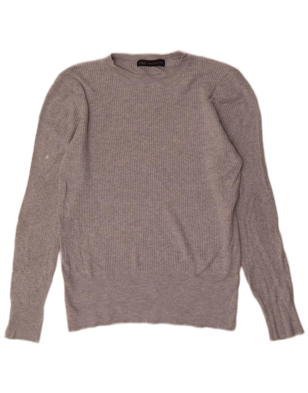 Marks & Spencer Damen-Pullover mit Rundhalsausschnitt, UK 12, mittelgraue Viskose