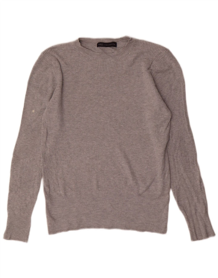 Marks & Spencer Damen-Pullover mit Rundhalsausschnitt, UK 12, mittelgraue Viskose