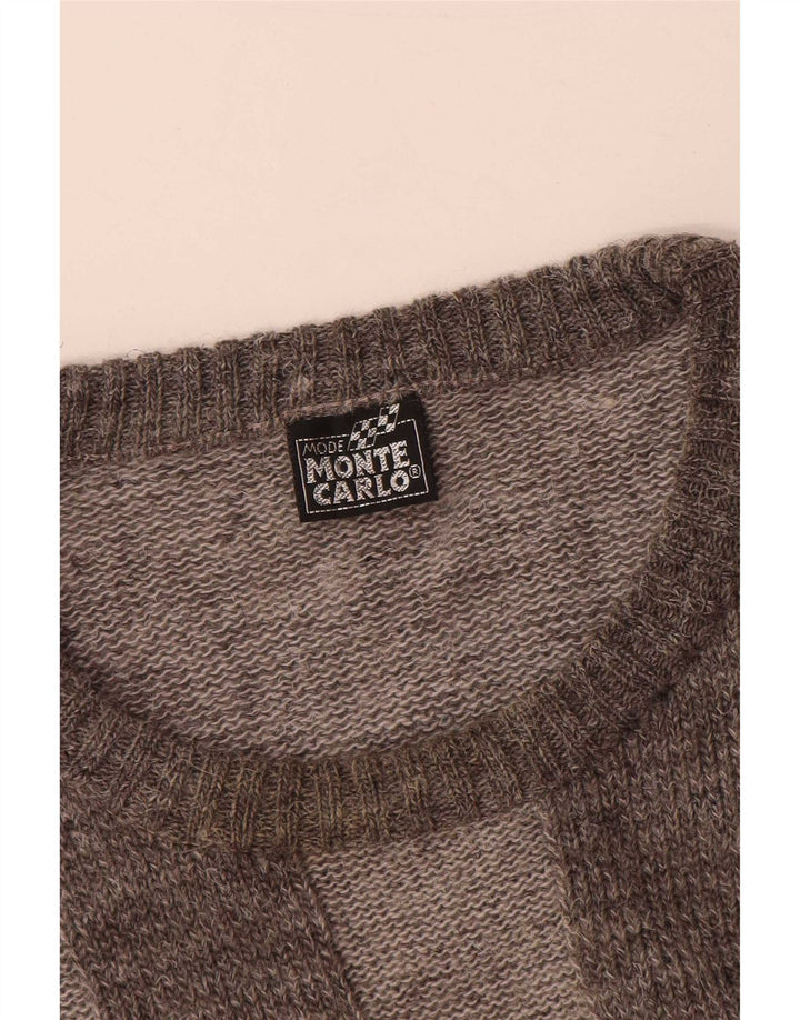 Monte Carlo Herren-Pullover mit Rundhalsausschnitt, XL, graue, geometrische Wolle