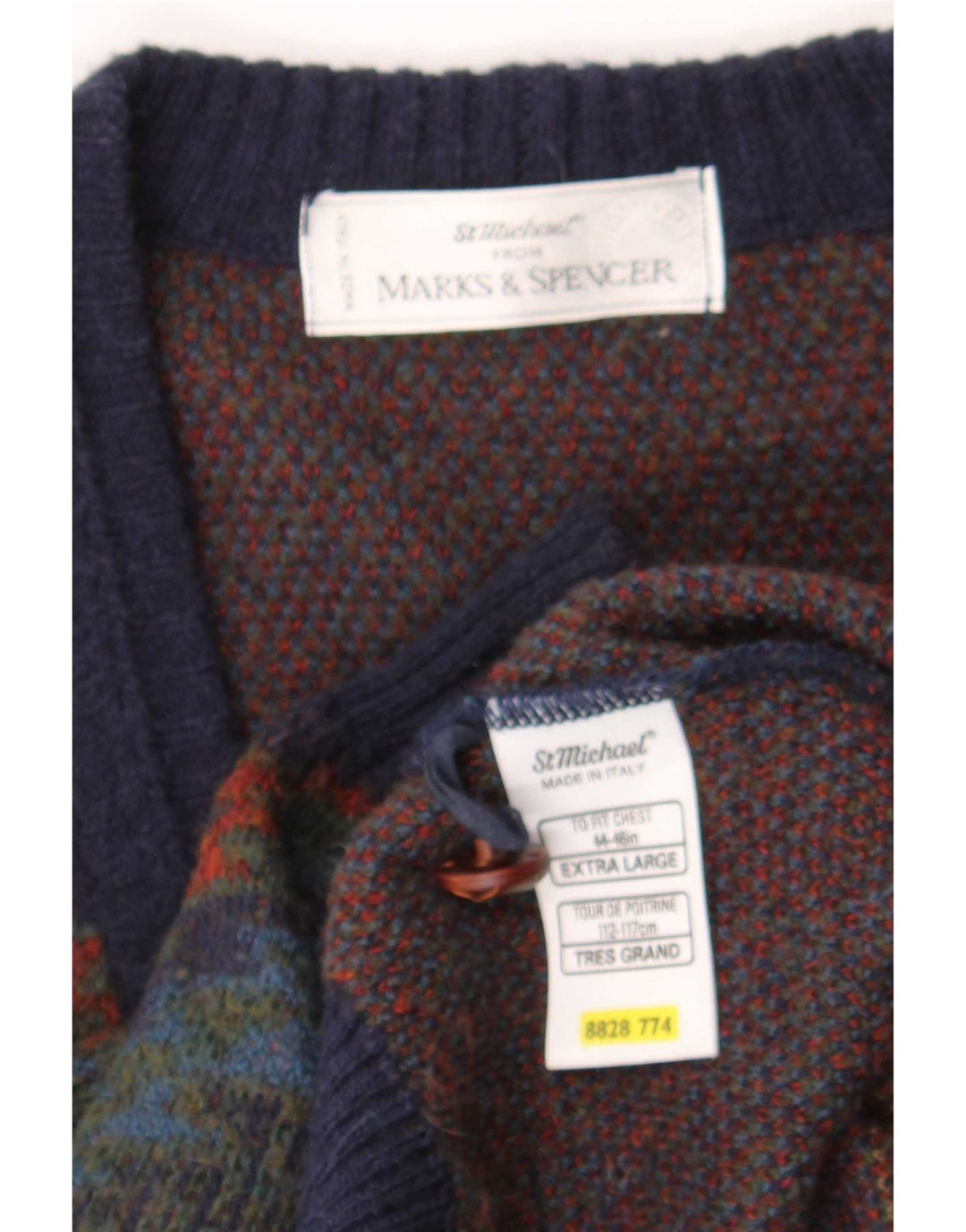 Marks & Spencer Herren St. Michael Cardigan Pullover XL Marineblau Retro