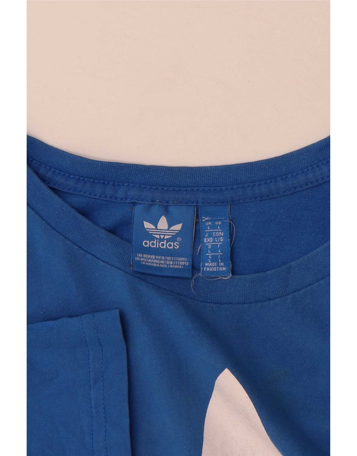 Adidas Herren Grafik T-Shirt Top Große blaue Baumwolle