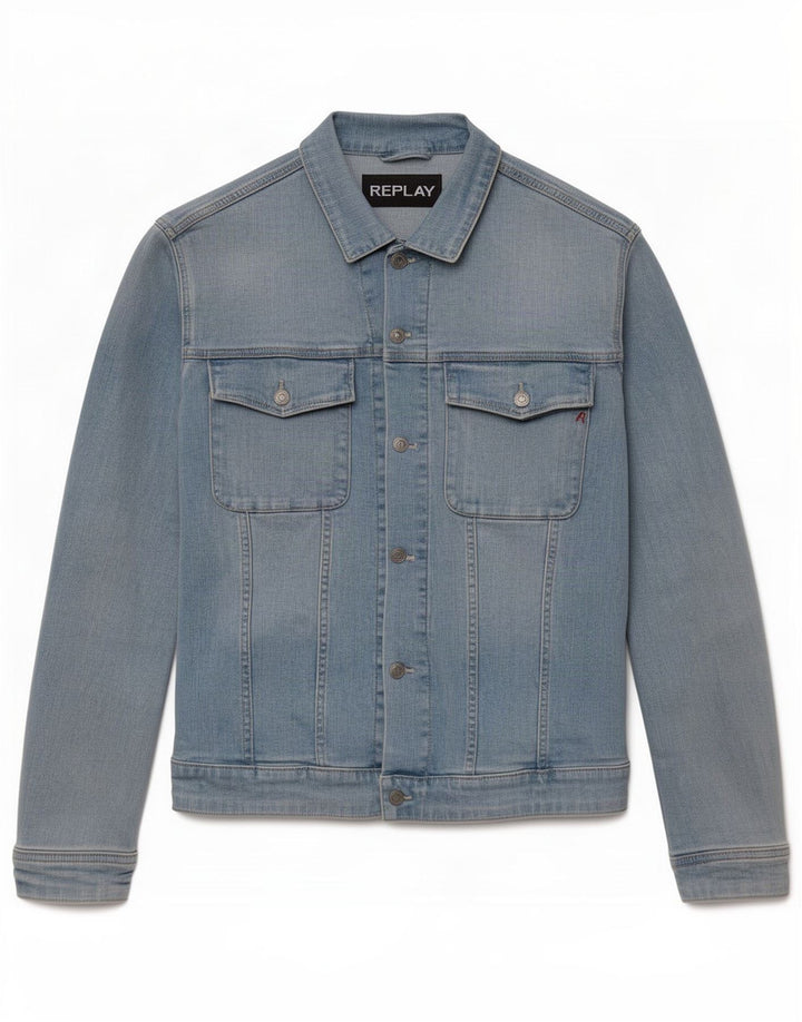 Replay Herren Jeansjacke UK 40 Large Blau Baumwolle