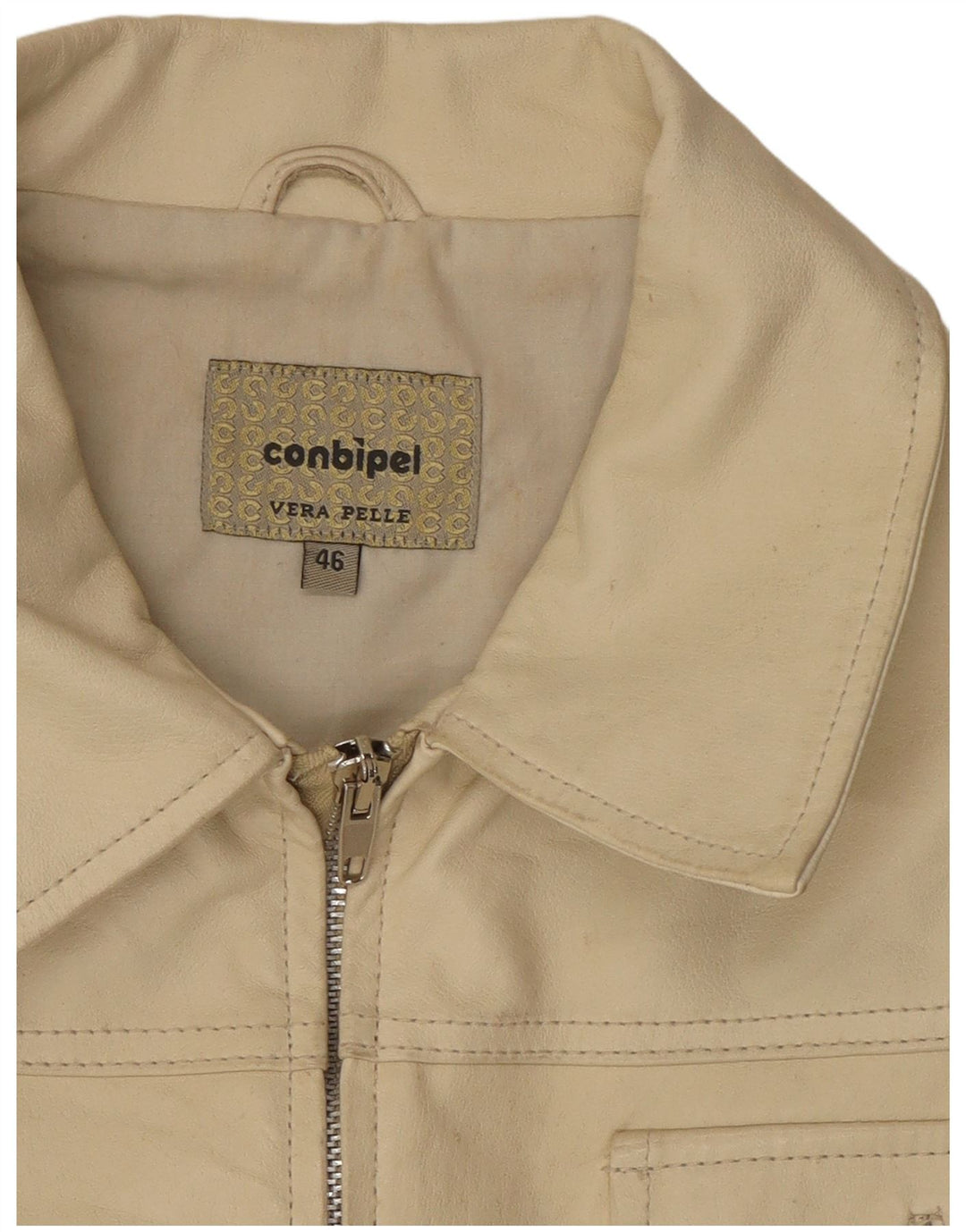 Conbipel Damen Lederjacke IT 46 Large Off White Leder