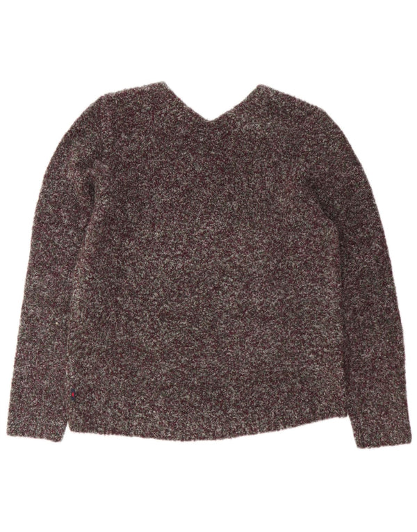 Kappa Damen-Pullover mit V-Ausschnitt, Gr. 18, XL, burgunderrot geflecktes Polyester