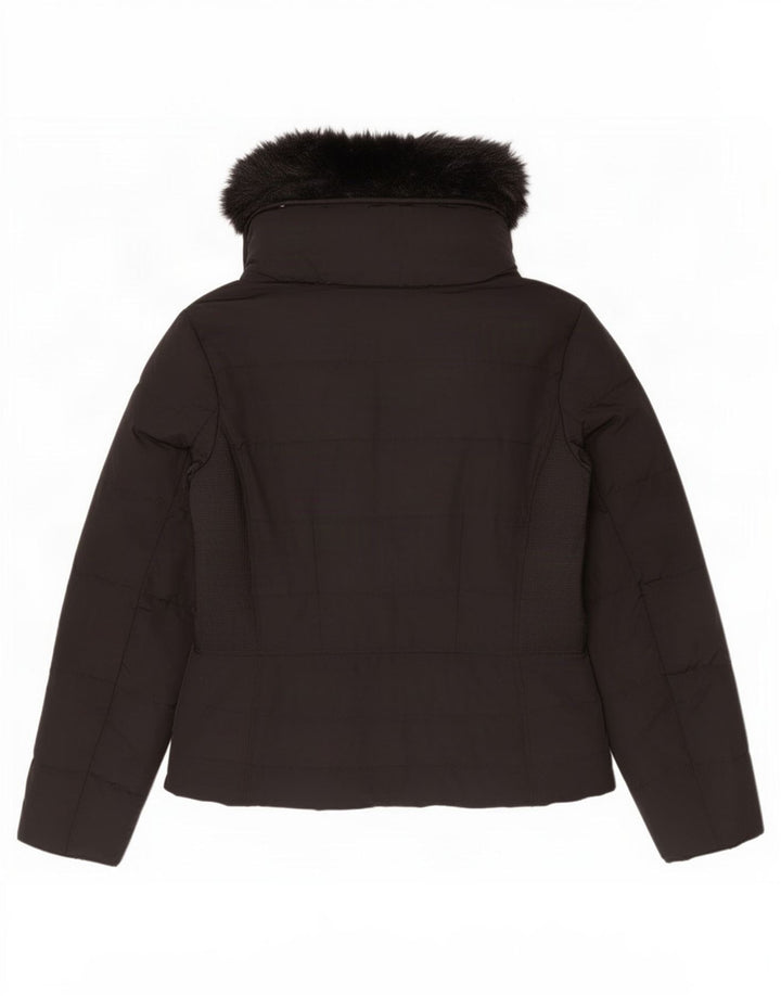 Zara Damen Wattierte Jacke UK 14 Medium Schwarz Polyester
