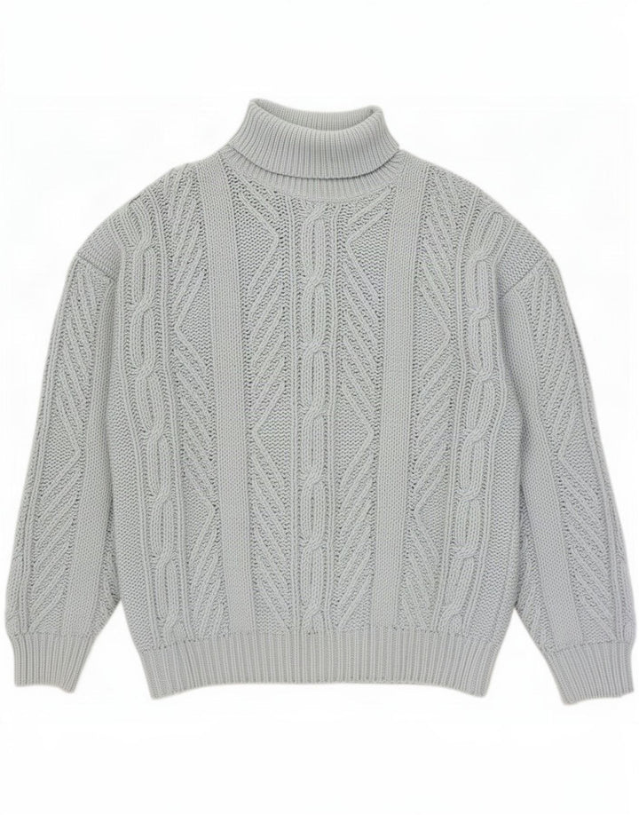 Vintage Herren-Rollkragenpullover, große blaue Wolle
