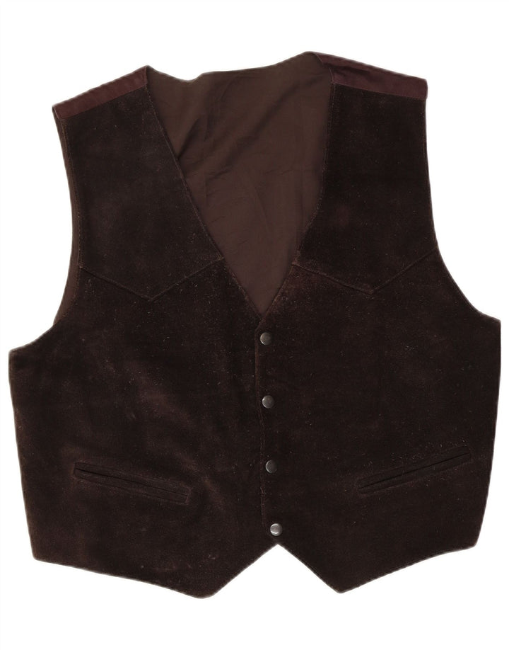 Vintage Herren Wildlederweste 2XL Braun Polyester