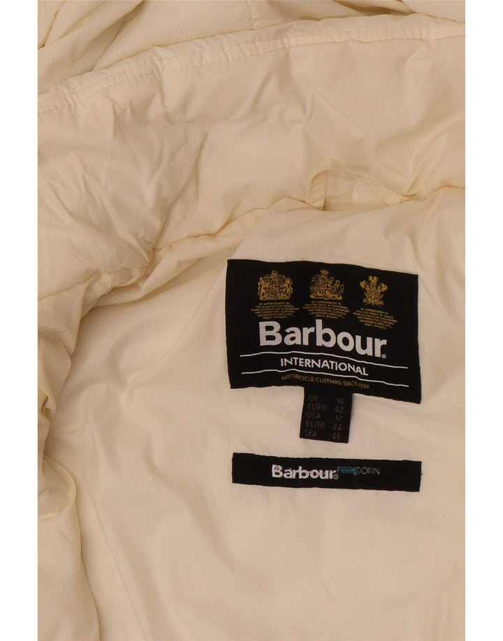 Barbour Wattierte Damenjacke mit Kapuze, UK 16, Größe L, Weiß