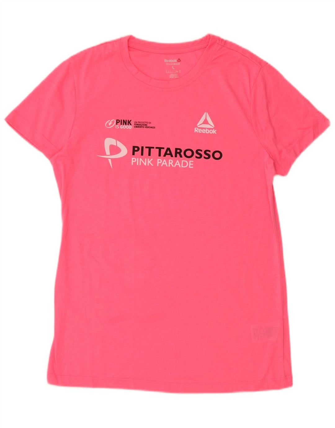 REEBOK Damen Grafik T-Shirt Top UK 16/18 Large Rosa Polyester