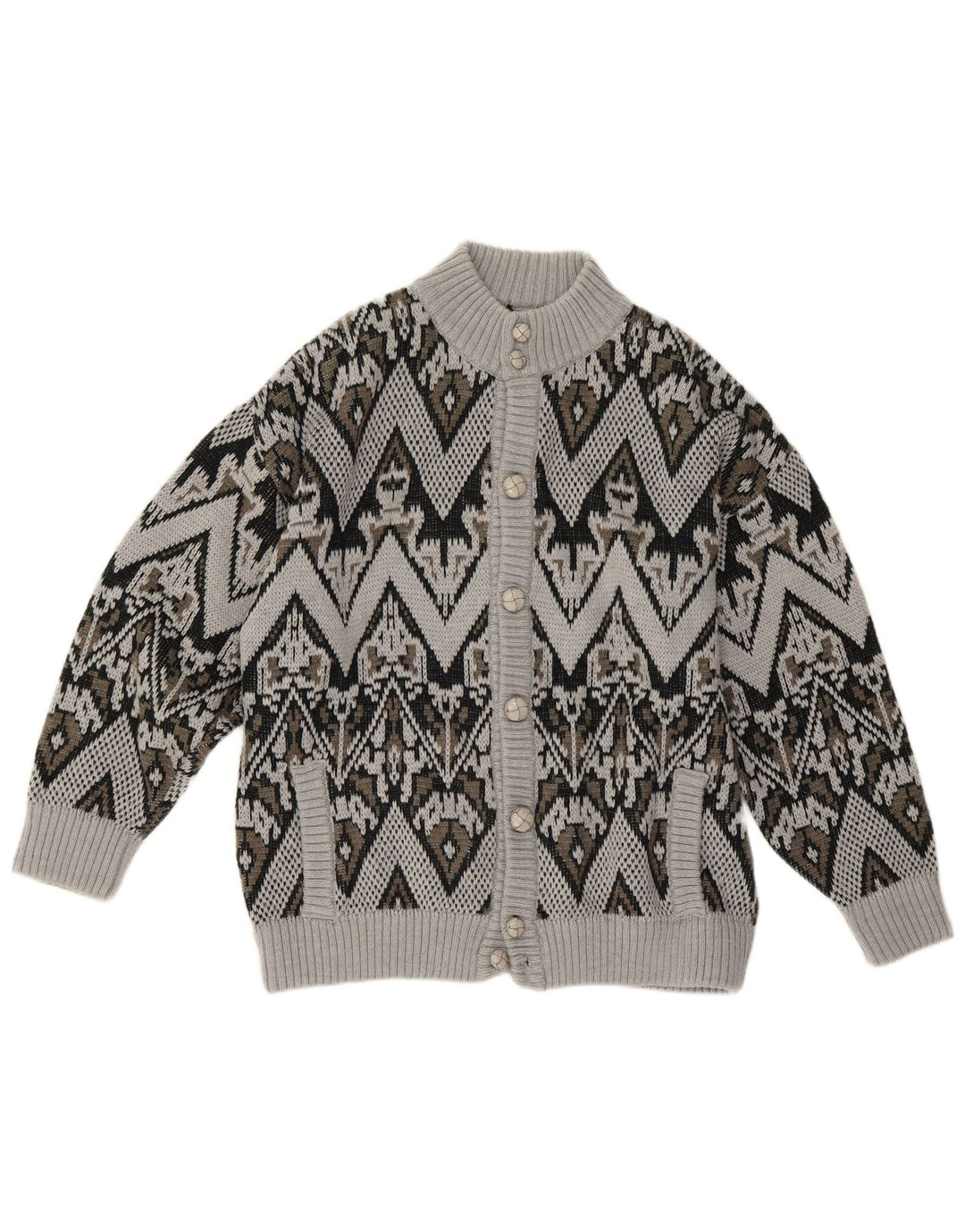 LINEA Herren-Strickjacke, groß, grau, geometrisch, Acryl