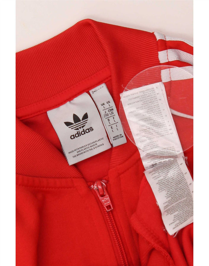 Adidas Herren-Trainingsanzug-Oberteil, große Jacke aus roter Baumwolle