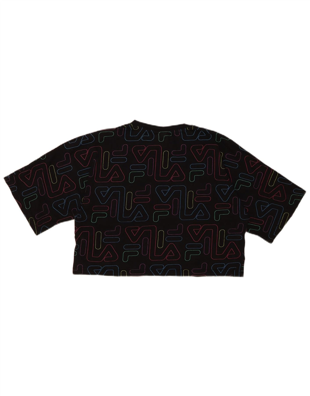 FILA Crop Graphic T-Shirt für Mädchen, 15–16 Jahre, schwarze Baumwolle