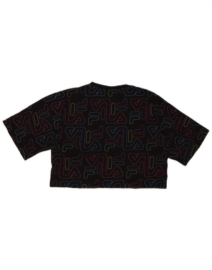 FILA Crop Graphic T-Shirt für Mädchen, 15–16 Jahre, schwarze Baumwolle