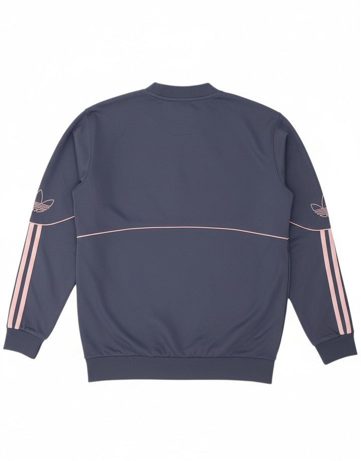 ADIDAS Womens Oversized Graphic Sweatshirt Jumper UK 10 Small Blue Cotton