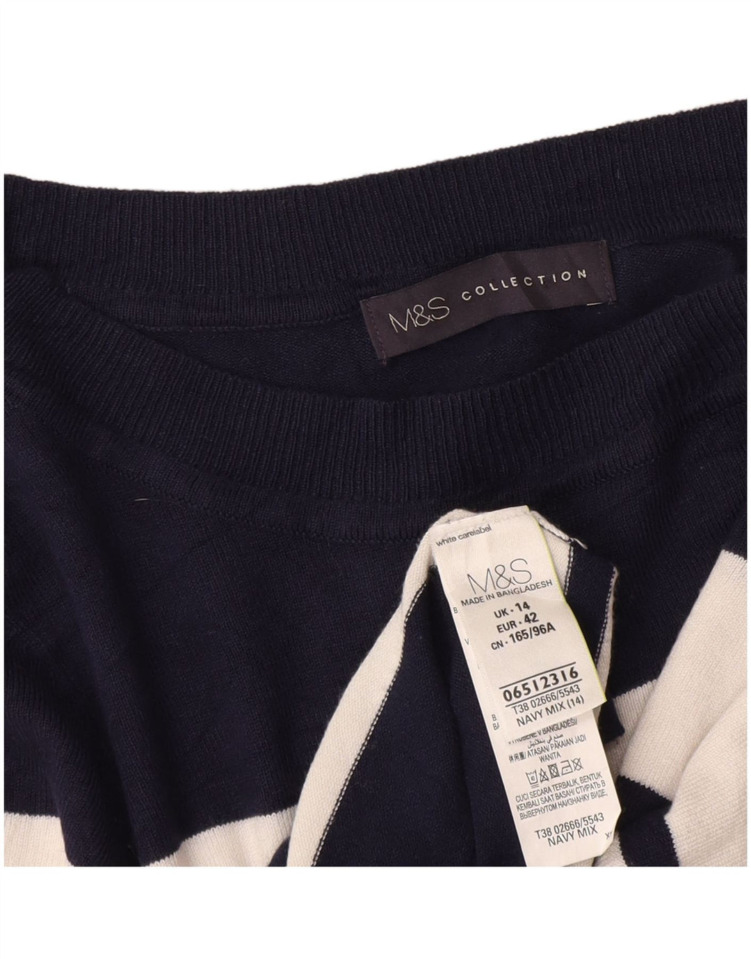 Marks & Spencer Damen-Pullover mit Rundhalsausschnitt, Gr. 14, mittleres Marineblau