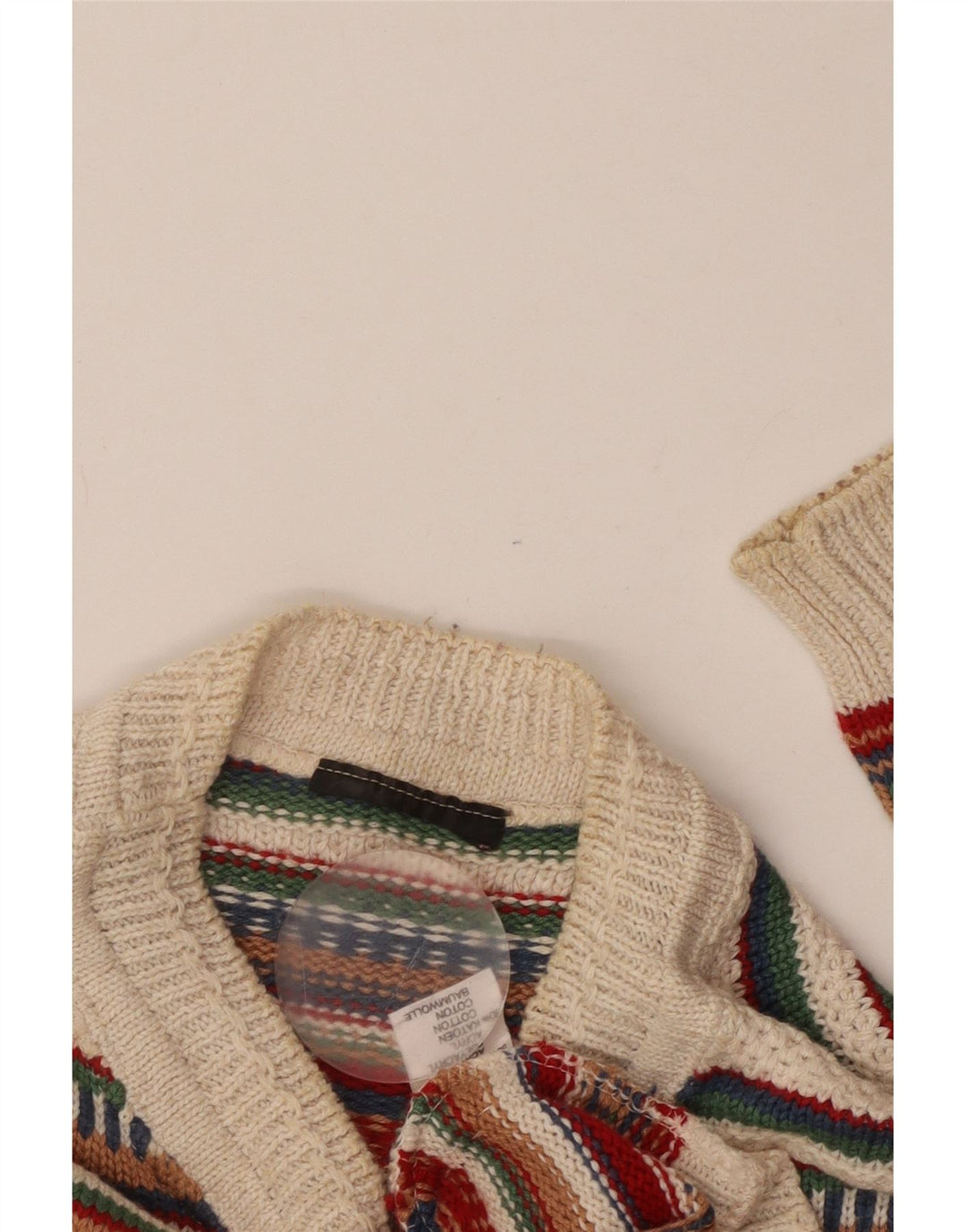 VINTAGE Herren-Pullover mit Rundhalsausschnitt, mittelgroß, mehrfarbig, gestreift, Acryl