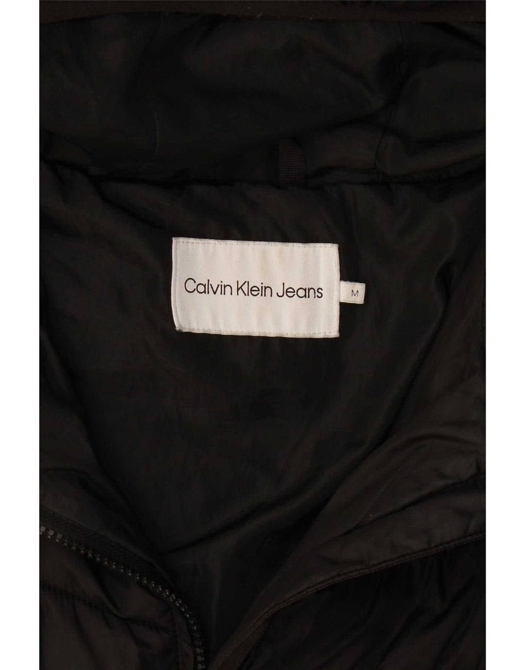 Calvin Klein Womens Hooded Wattierter Mantel UK 14 Mittelschwarzes Polyester