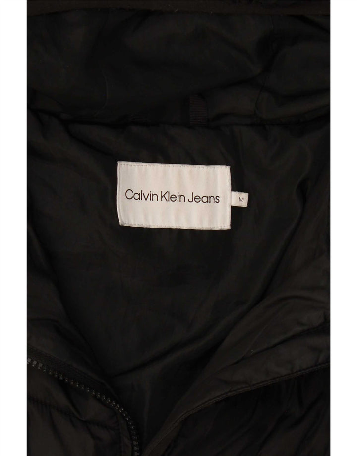 Calvin Klein Womens Hooded Wattierter Mantel UK 14 Mittelschwarzes Polyester