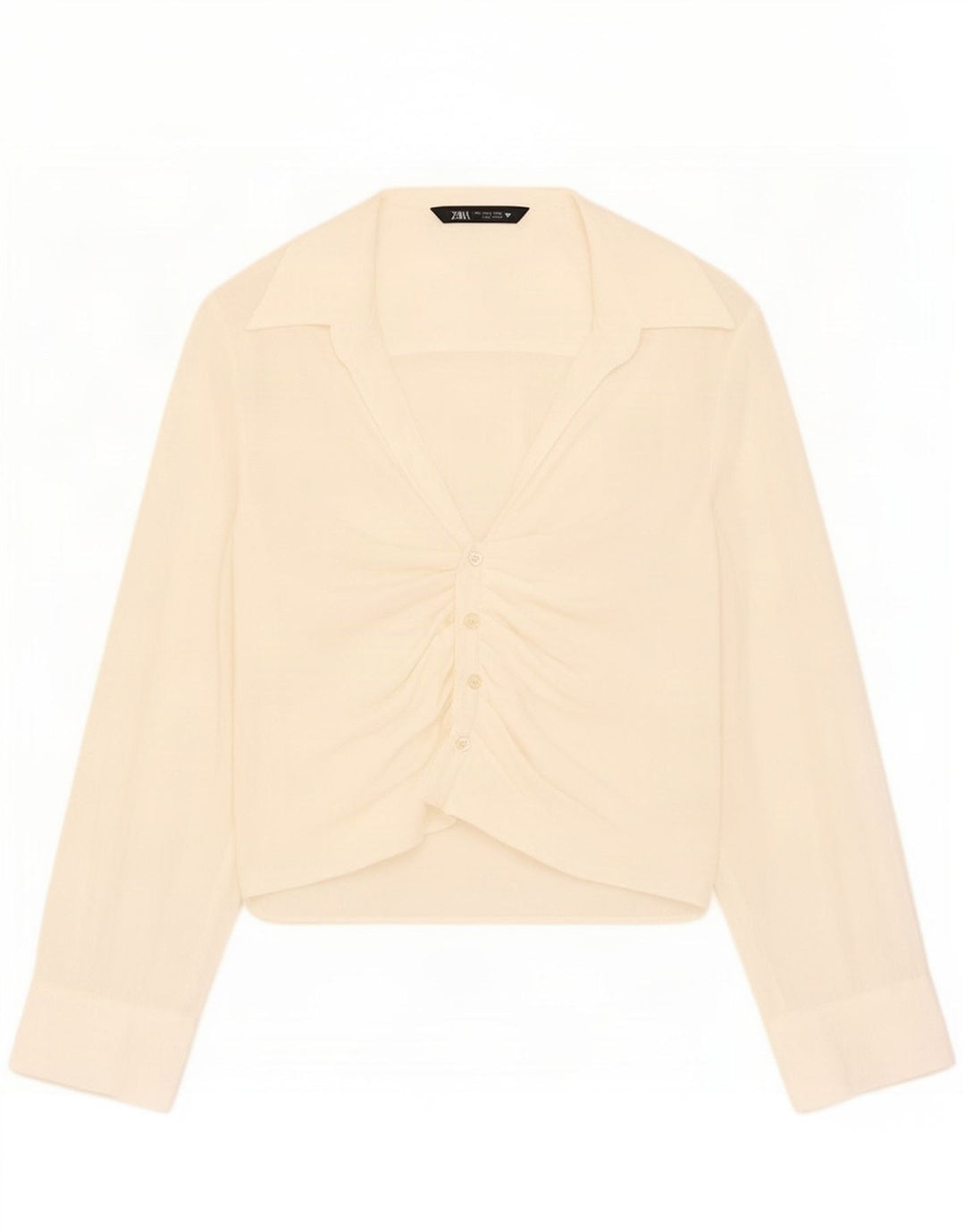 Zara Damen Hemdbluse UK 10 Small Off White Modal