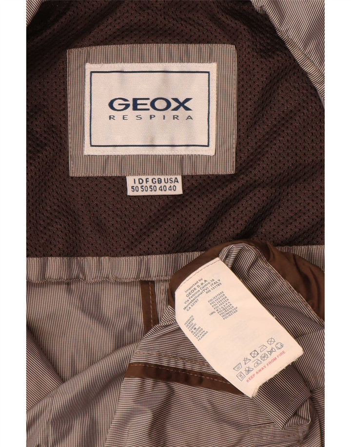 Geox Herren Respira Utility Jacke UK 40 Großes braunes Nadelstreifen-Polyester