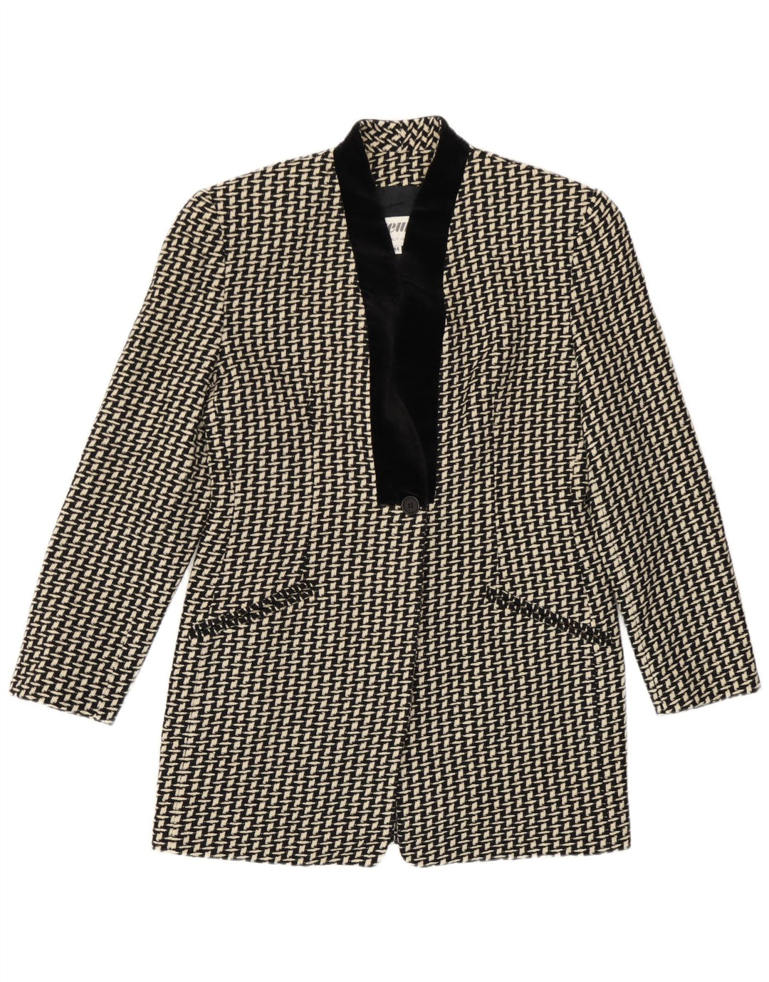 Erreuno Damen Longline-Blazer mit abstraktem Muster IT 44 Mittelschwarz