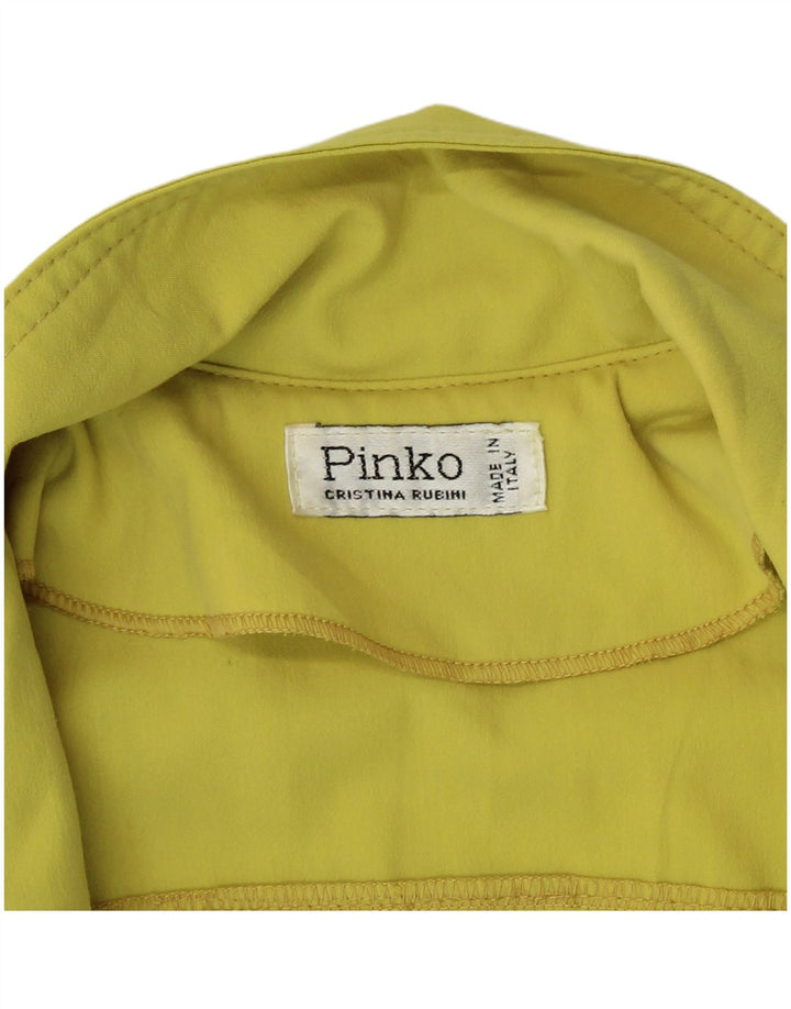 Pinko Womens Longline Short Sleeve Blazer Jacke UK 16 Large Gelb