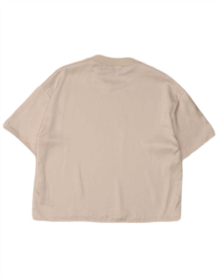 Zara Womens Loose Fit T-Shirt Top UK 14 Medium Off White Polyester