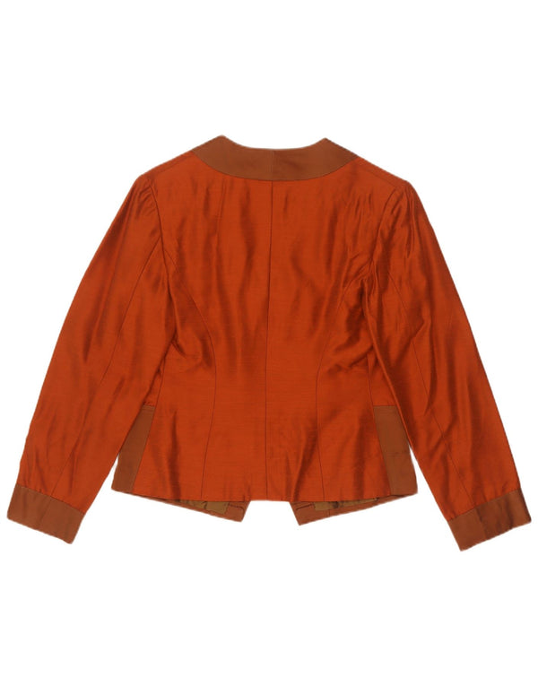 Vintage Damen Crop 1 Button Blazer Jacke UK 10 Small Orange Colourblock