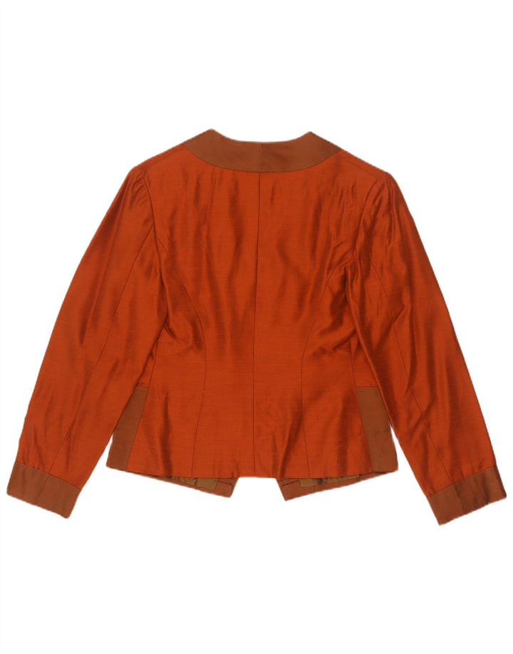 Vintage Damen Crop 1 Button Blazer Jacke UK 10 Small Orange Colourblock