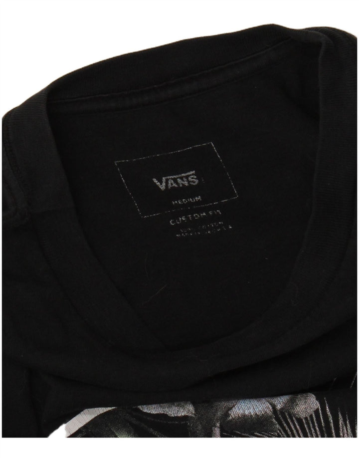 VANS Herren Custom Fit Grafik-T-Shirt-Oberteil aus mittelschwarzer Baumwolle