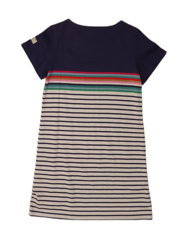 Joules Damen T-Shirt-Kleid UK 14 Large Marineblau gestreift Baumwolle