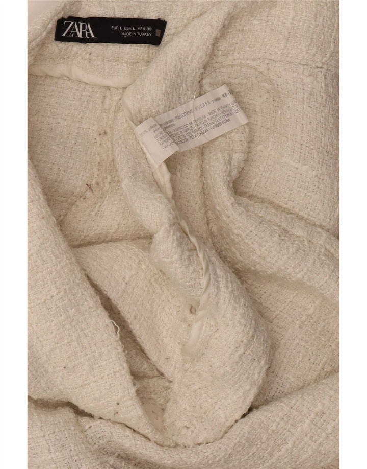 Gerade Freizeithose für Damen von Zara, Größe L, W30, L31, Weiß, Polyester