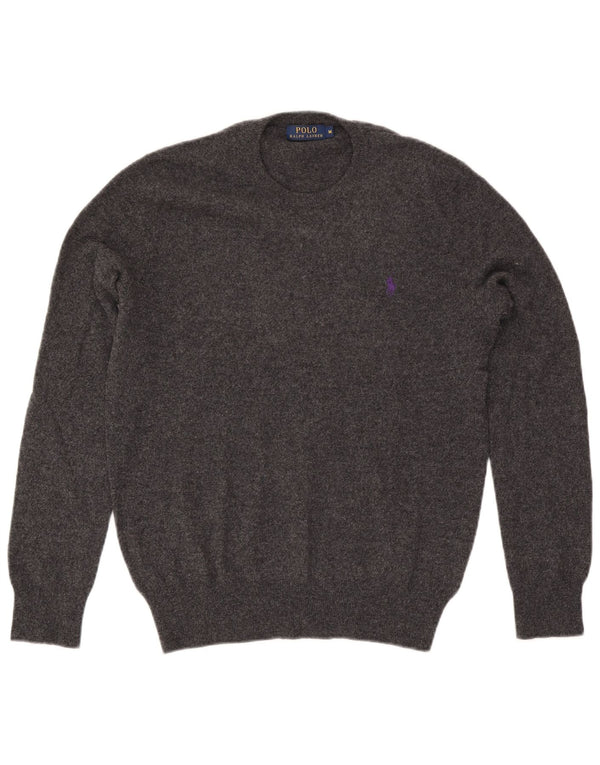 Polo Ralph Lauren Herren-Pullover mit Rundhalsausschnitt, mittelgraue Wolle