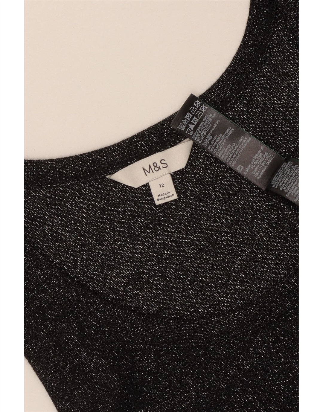 Marks & Spencer Damen-Trägershirt UK 12 Mittelschwarz gefleckte Baumwolle