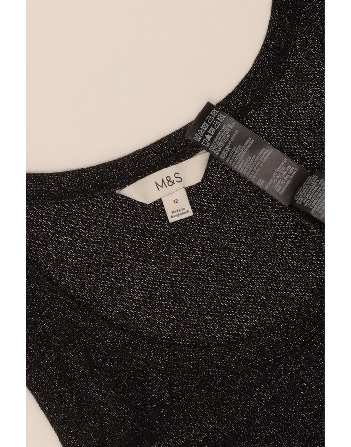 Marks & Spencer Damen-Trägershirt UK 12 Mittelschwarz gefleckte Baumwolle