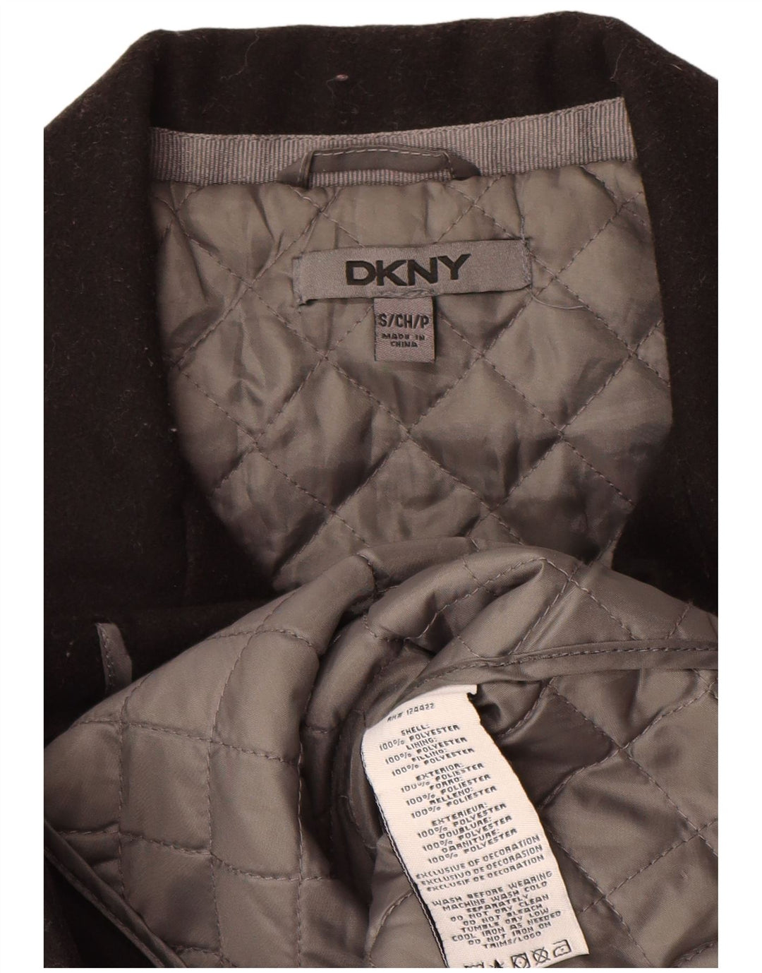 Dkny Womens Pea Coat UK 10 Small Schwarzes Colourblock-Polyester