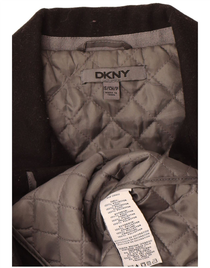 Dkny Womens Pea Coat UK 10 Small Schwarzes Colourblock-Polyester