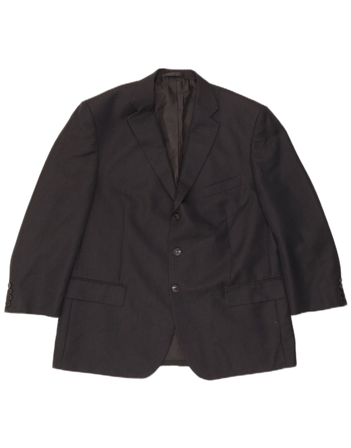 Marks & Spencer Herren-Blazer mit 3 Knöpfen, UK 44, XL, Marineblau, Nadelstreifen