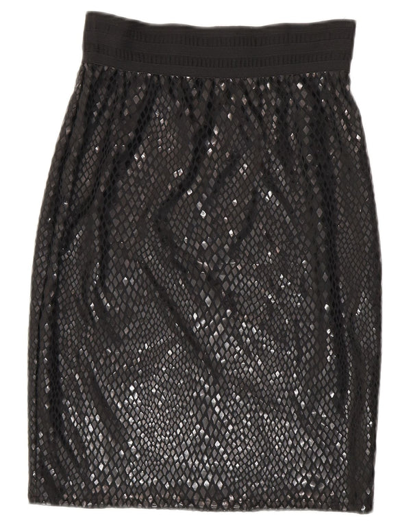 Vintage Damen Midirock W26 Small Schwarz Argyle/Diamant Polyester