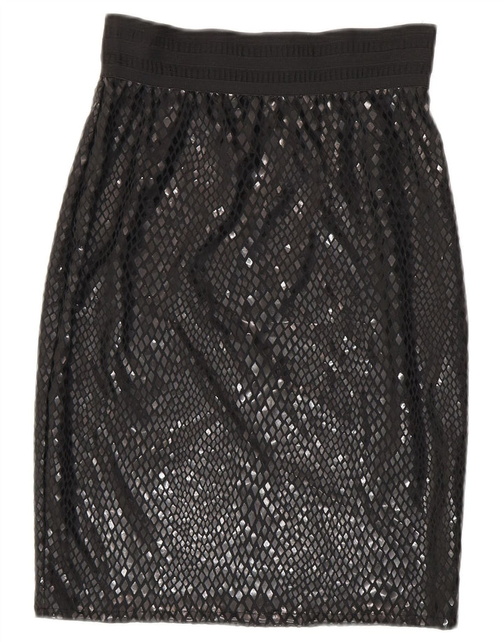 Vintage Damen Midirock W26 Small Schwarz Argyle/Diamant Polyester