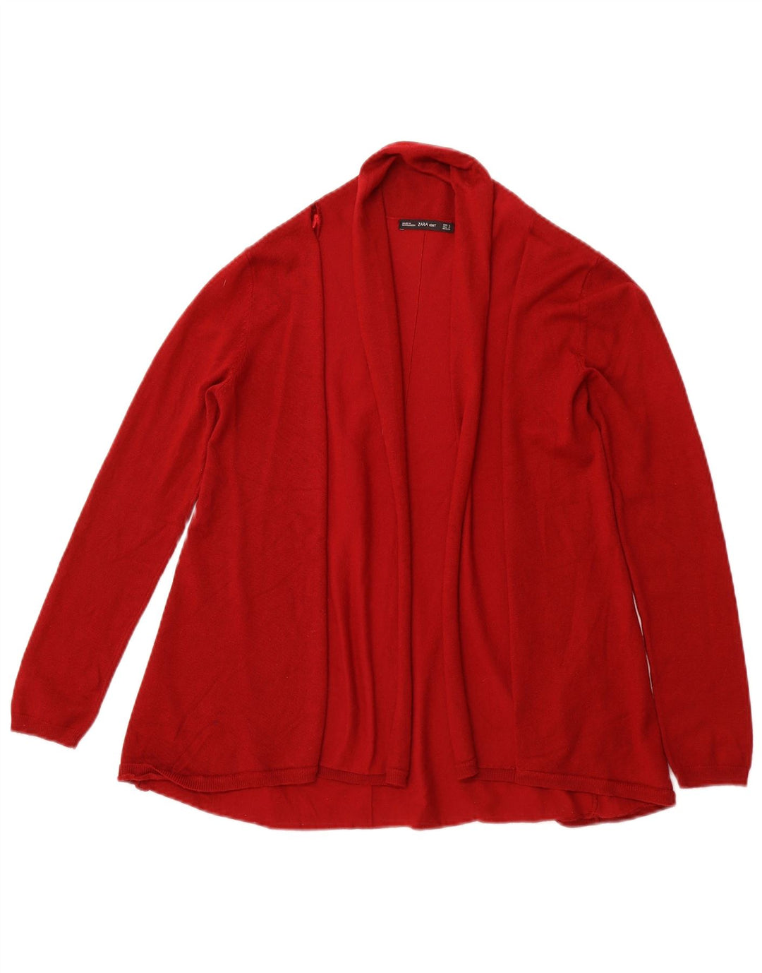 ZARA Womens Open Cardigan Sweater UK 10 Small Red Viscose