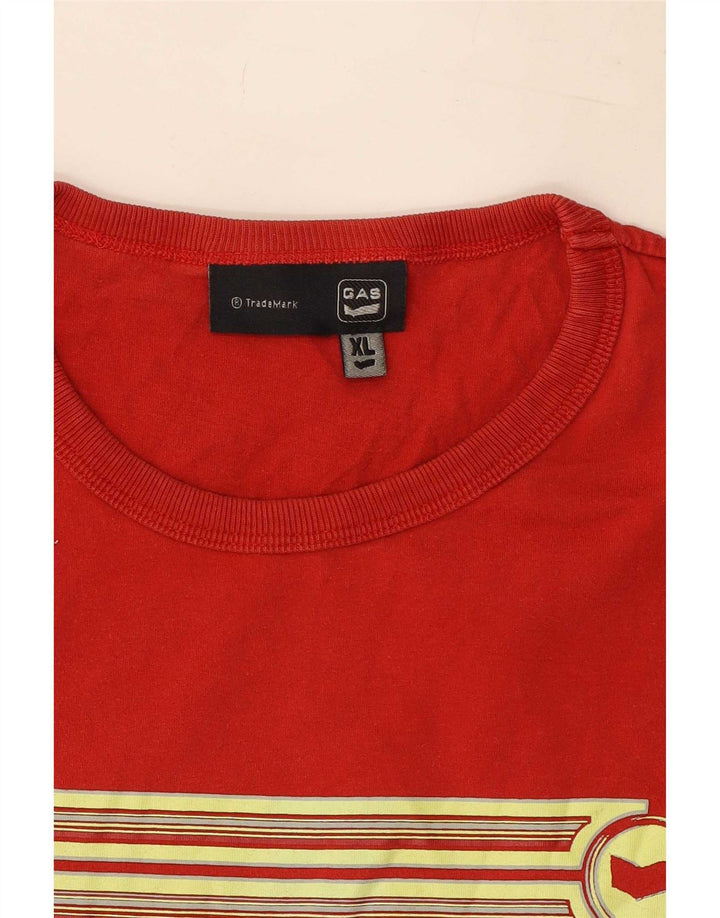 Gas Herren Top Langarm XL Rot gestreift
