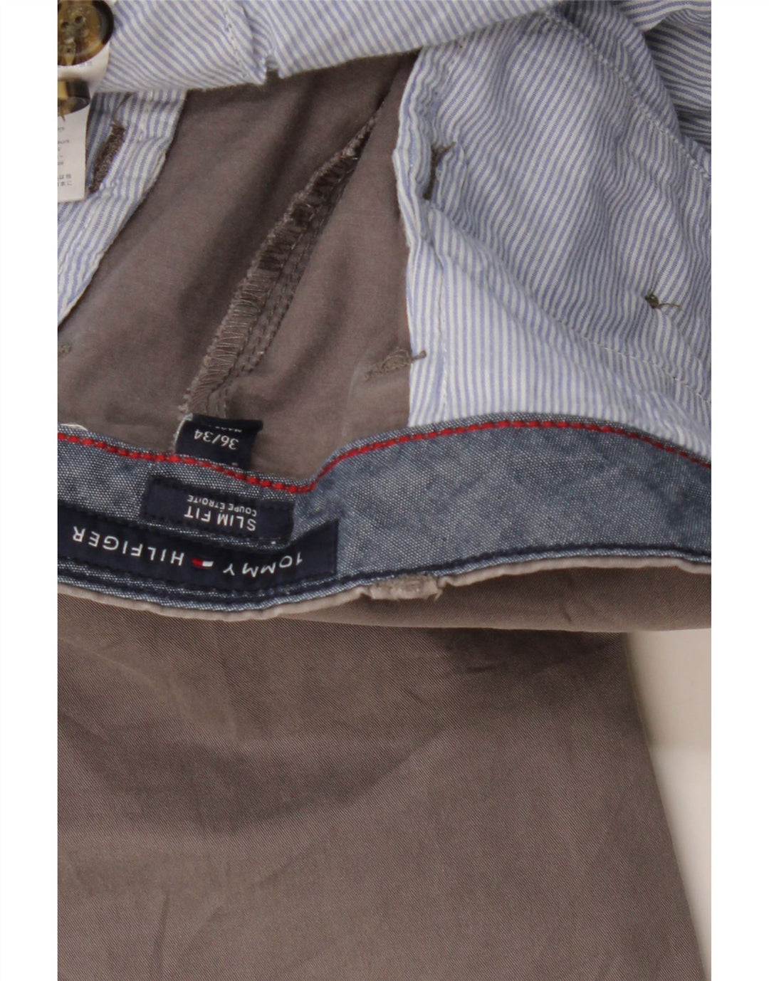 TOMMY HILFIGER Herren Slim Fit Chinohose W36 L31 Graue Baumwolle