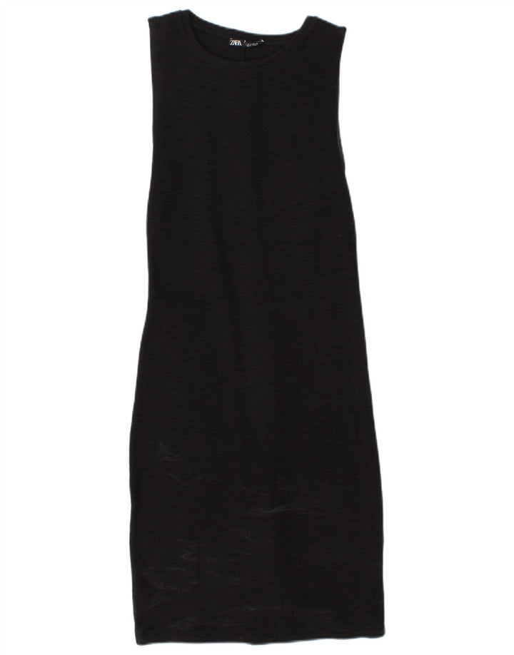 Zara Damen ärmelloses Etuikleid UK 10 Small Schwarz