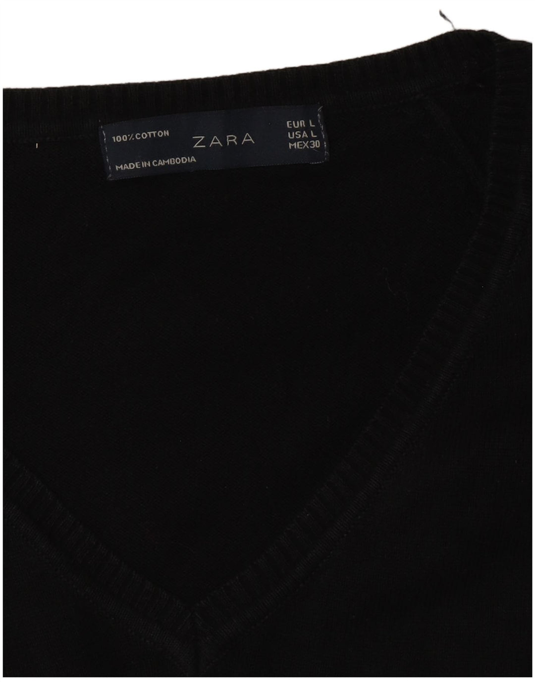 Zara Damen-Pullover mit V-Ausschnitt, Gr. 14, Schwarz