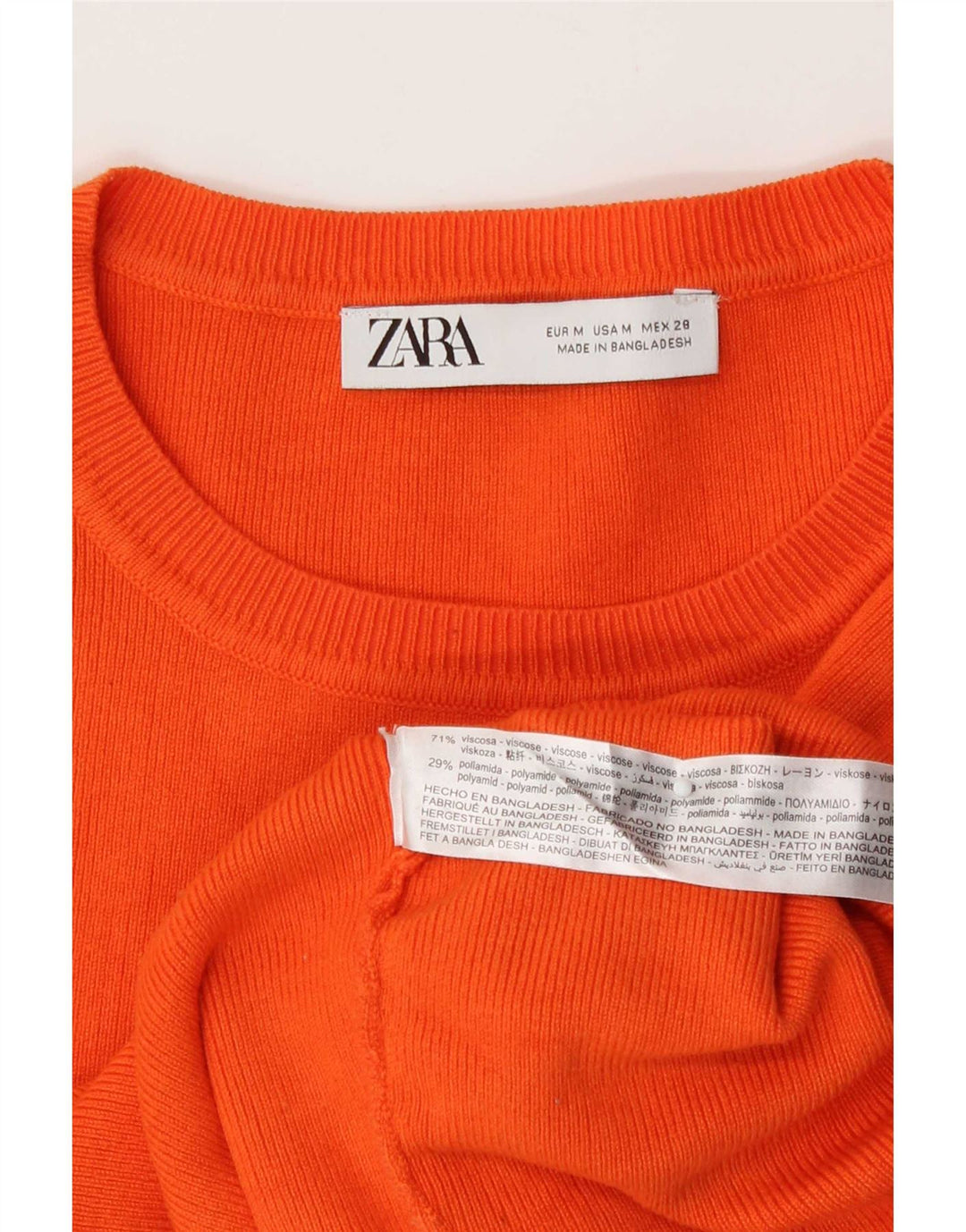 Zara Damen Crop Bluse Top UK 12 Mittelorange Viskose