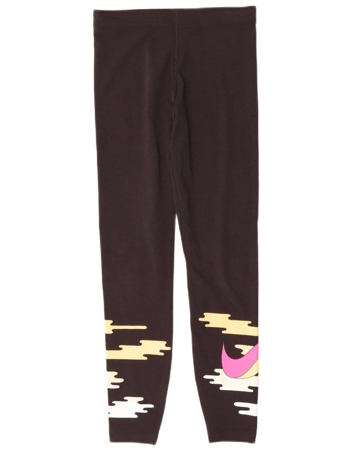 Nike Womens Graphic Leggings UK 14 Medium Black Colourblock