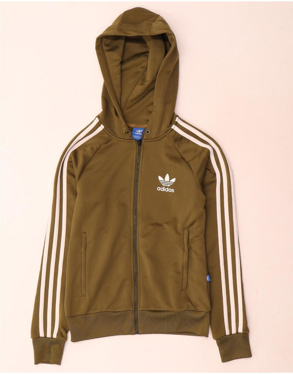 Adidas Damen Zip Hoodie Pullover UK 6 XS Khaki Polyester